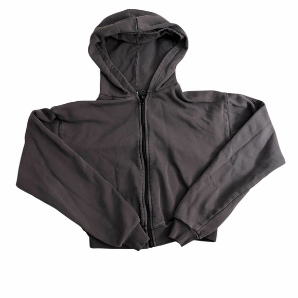 SKIMS Tops - Skims Cropped Zip-Up Hoodie in Charcoal